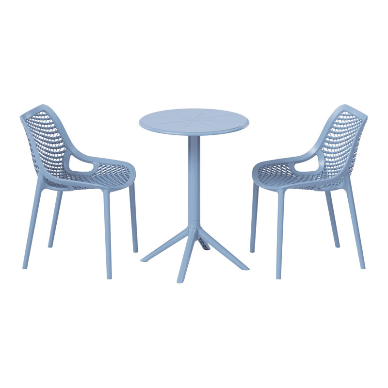 2-Person Outdoor Round Dining Set, Blue