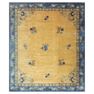 Tapis chinois antique en laine noué à la main Art déco