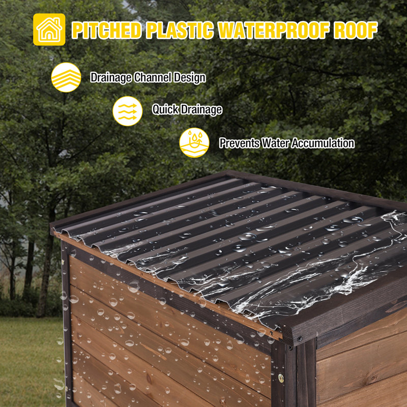 Outdoor Storage Cabinet Waterproof Metal Frame Wooden Storage Sheds Outdoor With Floor 4 Lockable Doors, 2 Adjustable Shelves, Garden Tool Shed For Patio Porch Backyard Lawn (brown/black)