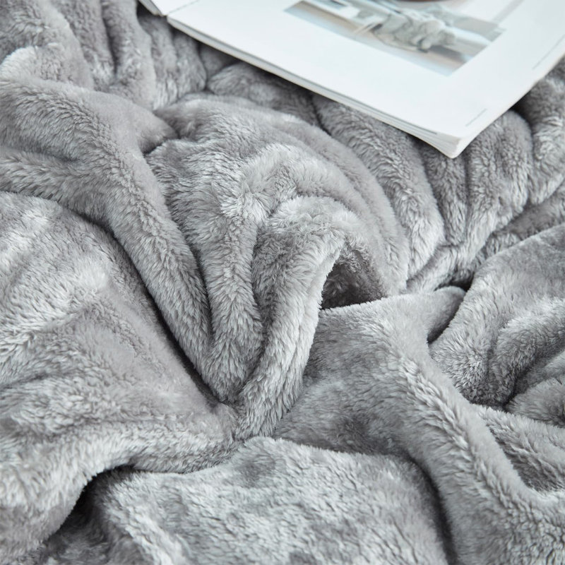 Coma Inducer Softer Than Soft Double Plush Oversized Comforter Set, Queen Comforter + 2 Standard Shams, Gray