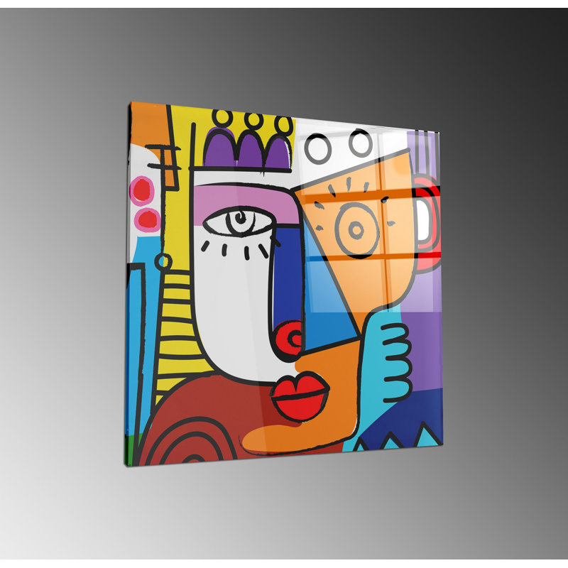 Élégante peinture décorative en verre trempé de 27,6 po x 27,6 po | 100% verre trempé, épaisseur: 0,16 pouce | Décoration murale élégante pour le salon et le bureau, durable et facile à nettoyer