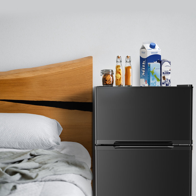 R.W.FLAME 3.2 Cubic Feet Mini Fridge with Freezer, Black