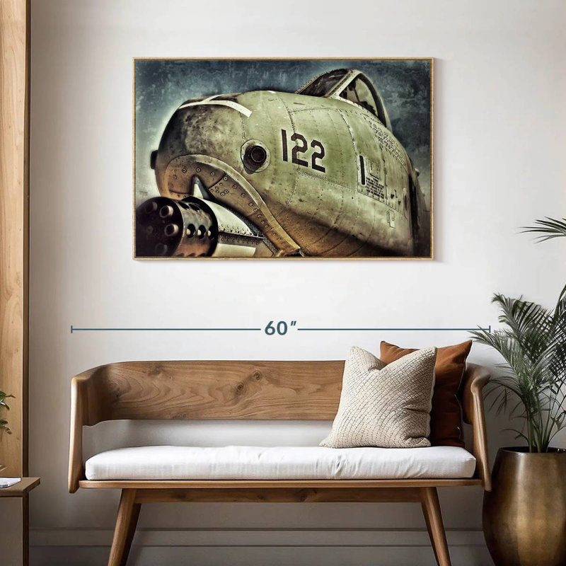Avion à réaction Air Force, Cadre flottant en bois naturel, 43 po x 29 po