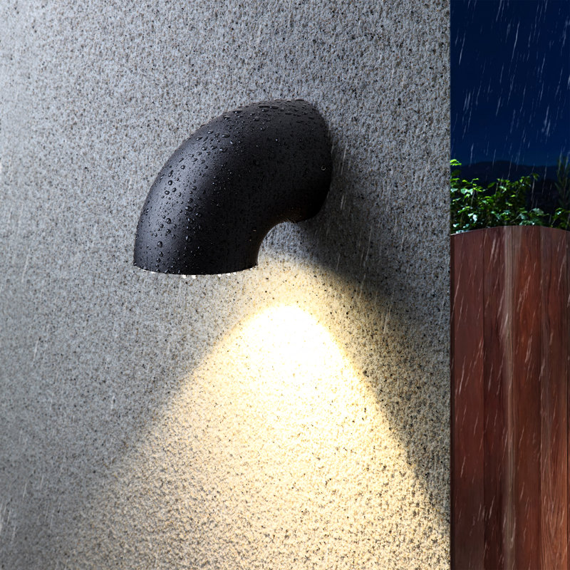 Satin Black 18cm H Tempered Glass Glass Outdoor Sconce