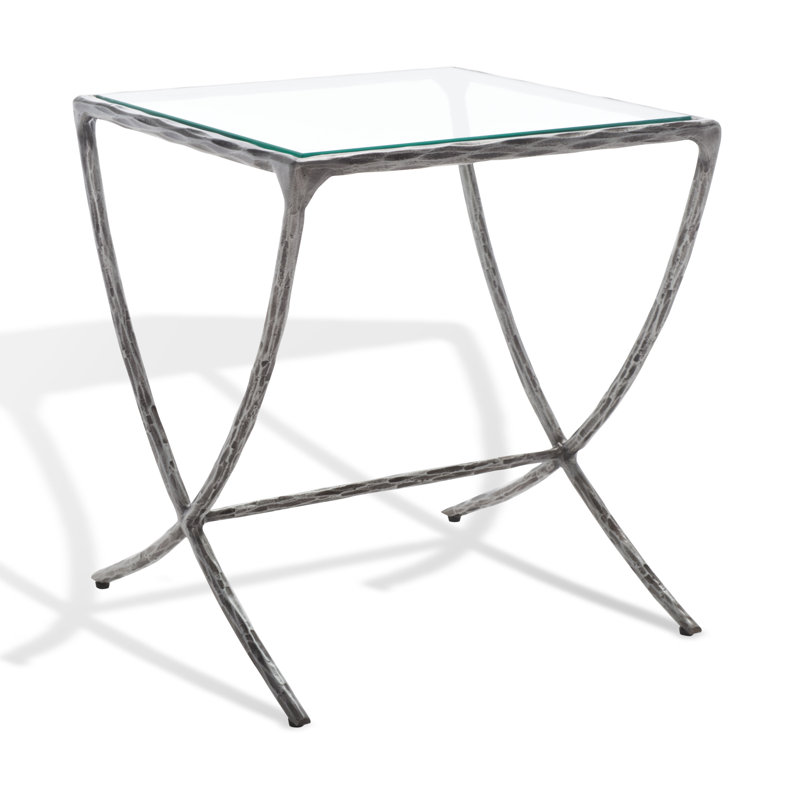 Glass End Table, Silver