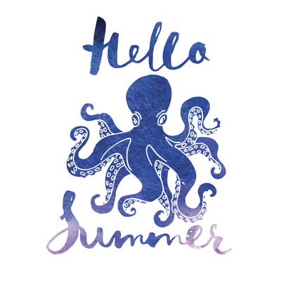 Poster With Octopus by Giraffarte - Wrapped Canvas Print