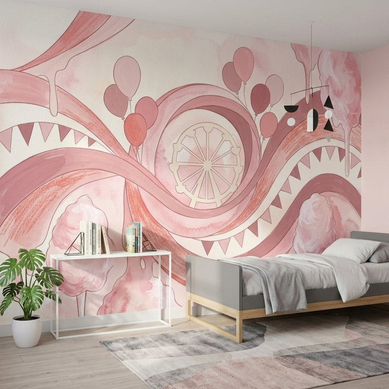 Papier peint Carnaval rose pastel abstrait aquarelle abstraite, Peler et coller, 200 po x 120 po