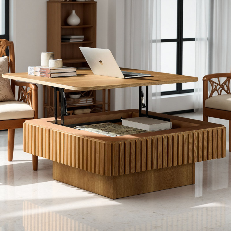 Table basse carrée 35,43 pouces Handcraft, Naturel