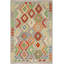 Tapis bleu / brun / beige en laine noué à la main 3 pi 7 po x 4 pi 10 po Essary Southwestern