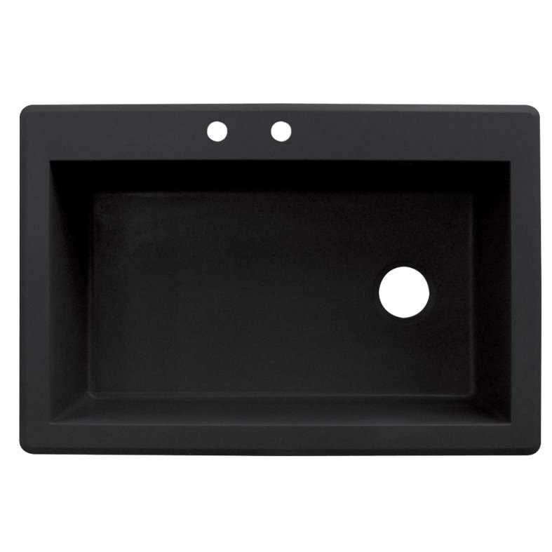 Radius 33'' L Single Bowl Granite Kitchen Sink, Black, 2 hole