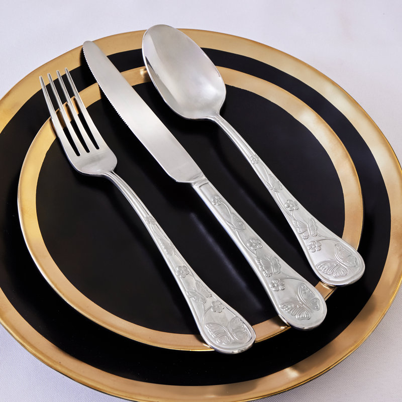 Godinger Silver Art Co Butterfly 20 Piece 18/10 Stainless Steel Flatware Set, Service for 4
