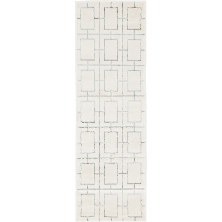Glam Geometric White Silver Area Rug