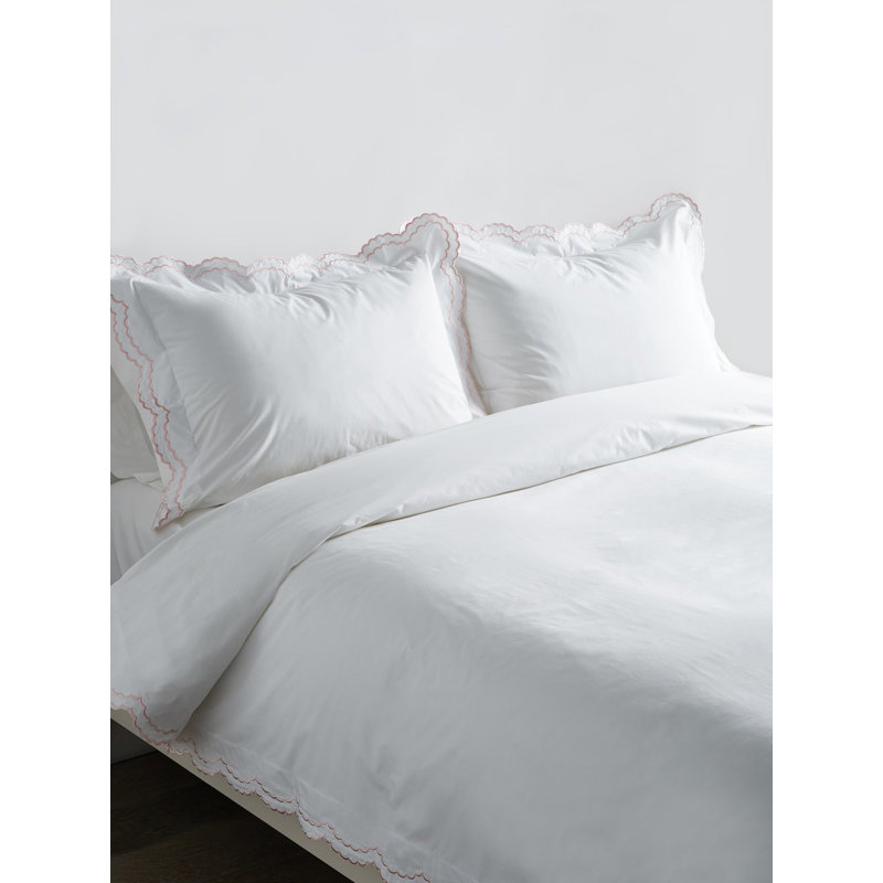 Bara Modern & Contemporary Duvet Cover, Queen Duvet Cover + 2 Standard Shams, Rose/White