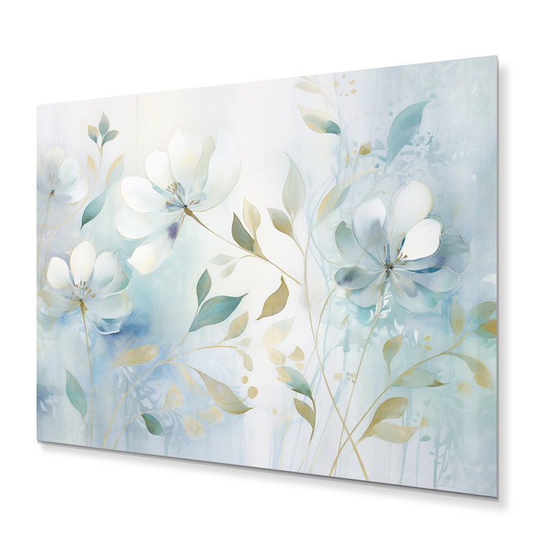 Blue Botanical Rhythms I - Abstract Botanicals Metal Wall Decor, H 12 po x l 20 po x P 1 po