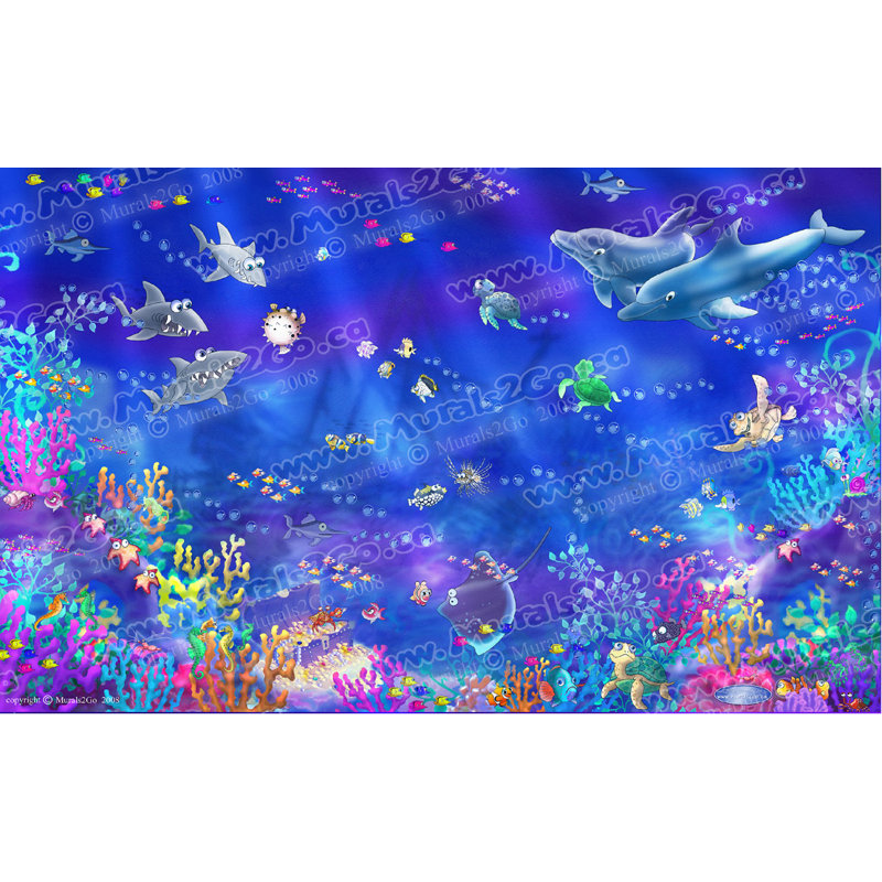 Adhésif décoratif Sea Life II, H 44,5 po x l 72 po