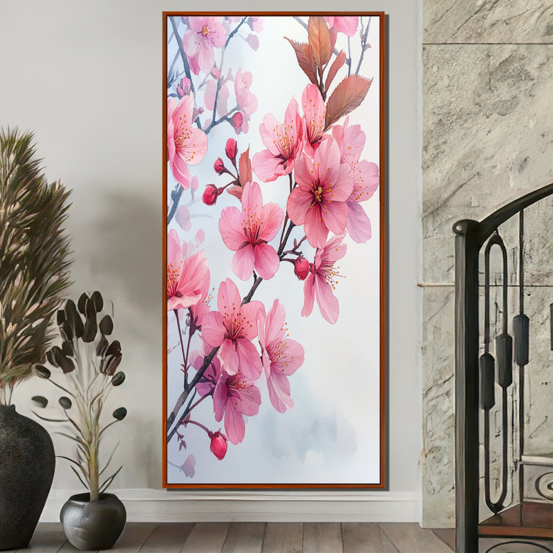 Impression sur toile Austin Pink Cherry Blossoms Summer Embrace II - Cherry Blossom, H 60 po x l 28 po, Brun