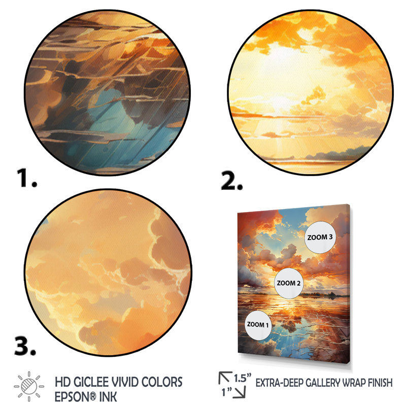 «Clouds Coastal Horizons V», reproduction sur toile, Cadre photo noir, H 32 po x l 16 po x P 1 po