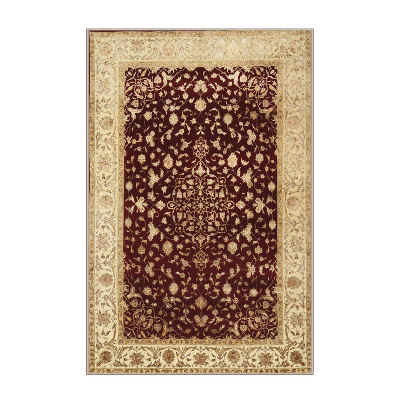 Tapis traditionnel rouge / ivoire Crear, Rectangle 4 pi x 6 pi