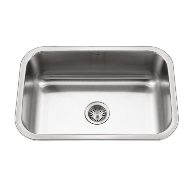 Houzer 27 in Stainless Undermount Single D Bowl Kitchen Sink with Strainer- MS-2700-1