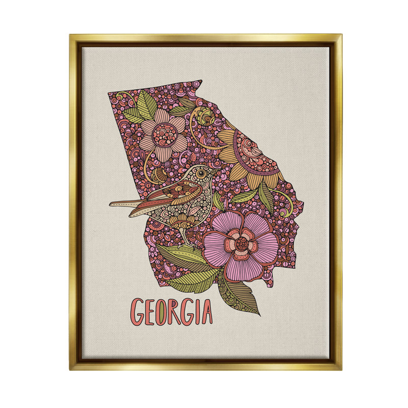 «Intricate Georgia State Bird and Flower», conception florale détaillée par Valentina Harper - impression