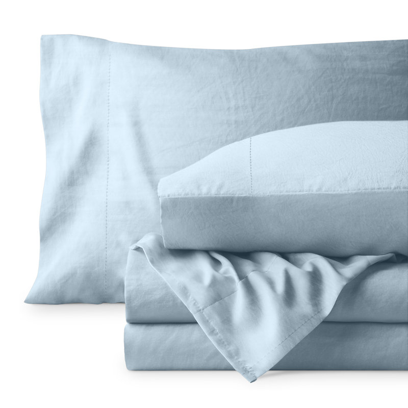 Washed Ultra-soft Microfiber Sheet Set, Twin XL Sheet Set with 1 Pillowcase, Summer Sky