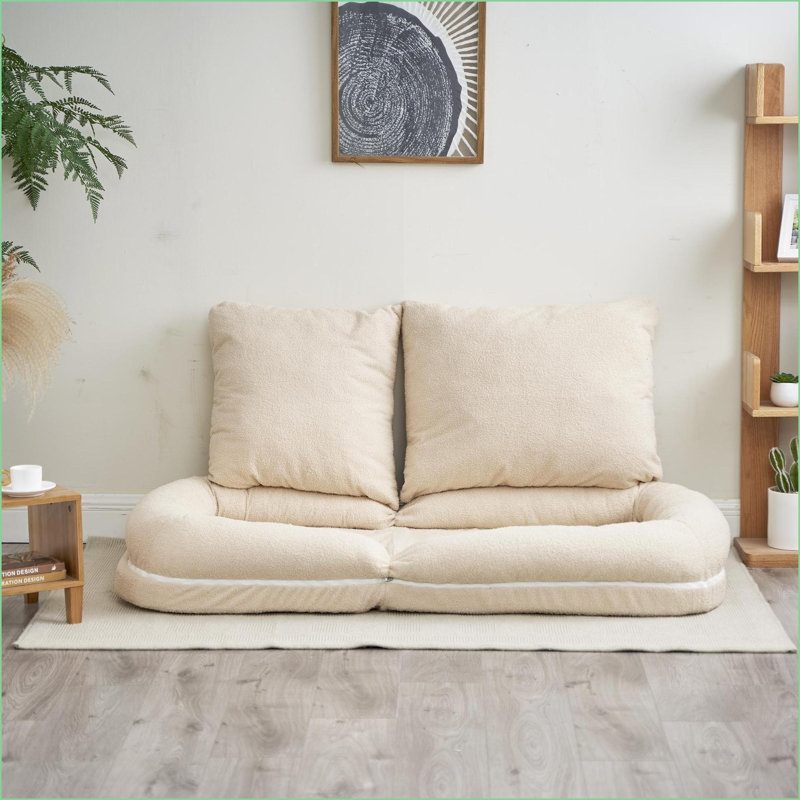 Canapé-lit convertible avec 18 positions réglables | Beige | Profondeur du siège: 42,5