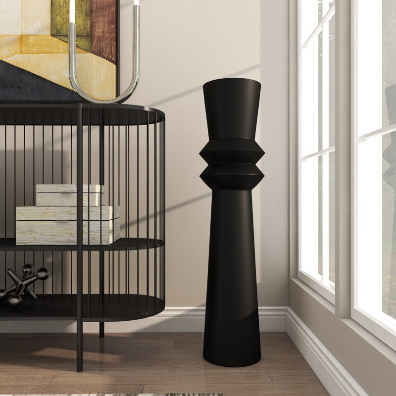 Mable Metal Floor Vase, Black, 38" H x 8.4" W x 8.4" D