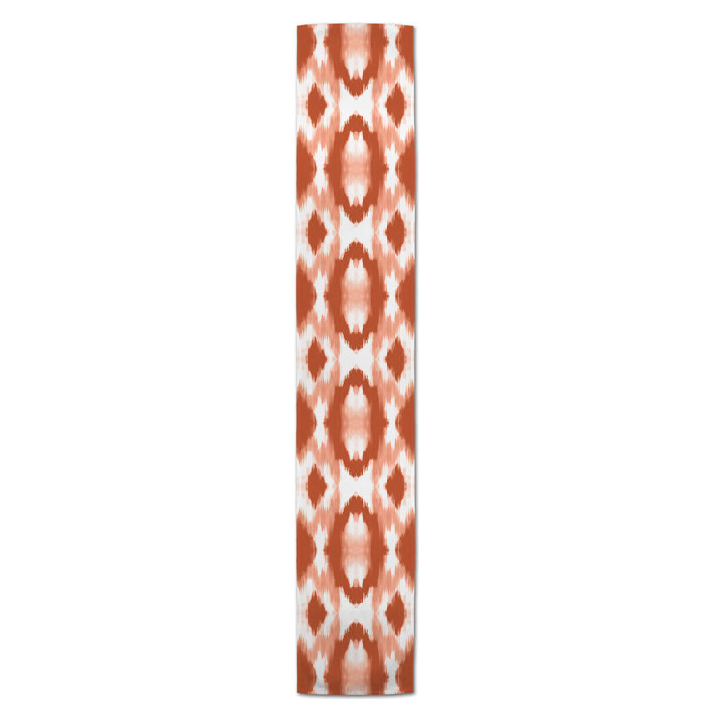 Chemin de table Westrick, 72 po x 16 po, Madeley Shibori ciel, Rouille