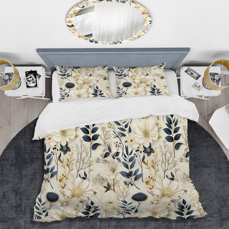 Ensemble de housse de couette Botanical Sketches Ii, Housse de couette simple + 1 taie décorative stan