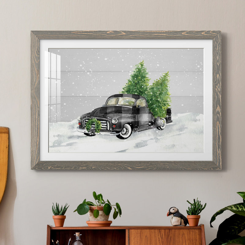 Home for Christmas - Reproduction d'art graphique sur papier encadré, Cadre en papier gris, H 31 po x l 44 po x P 1 po