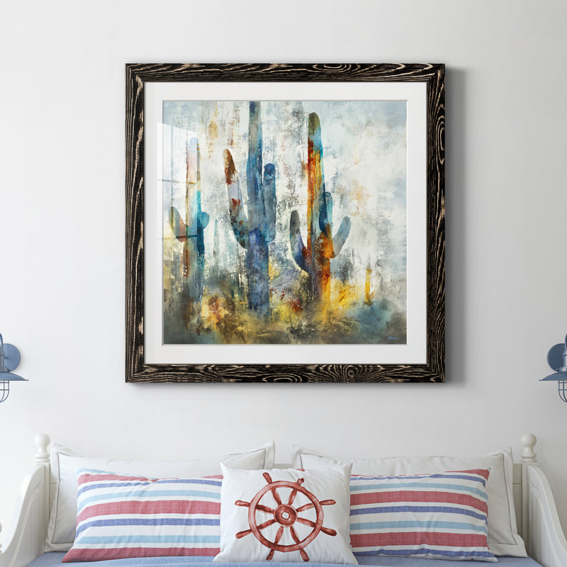 Forêt de Saguaro - Reproduction d'art sur papier encadrée, H 35,5 po x l 35,5 po x P 1,5 po, Papier noir