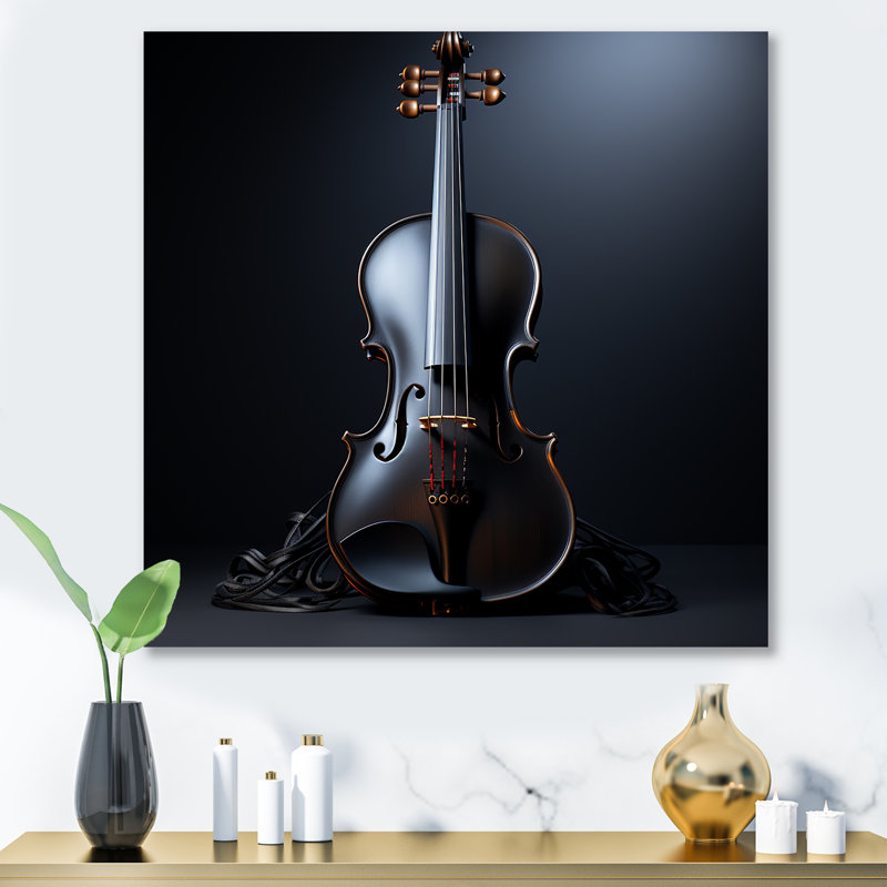 Minimaliste ébène, violon, vibrations IV - fruits, art mural en métal, H 16 po x l 16 po