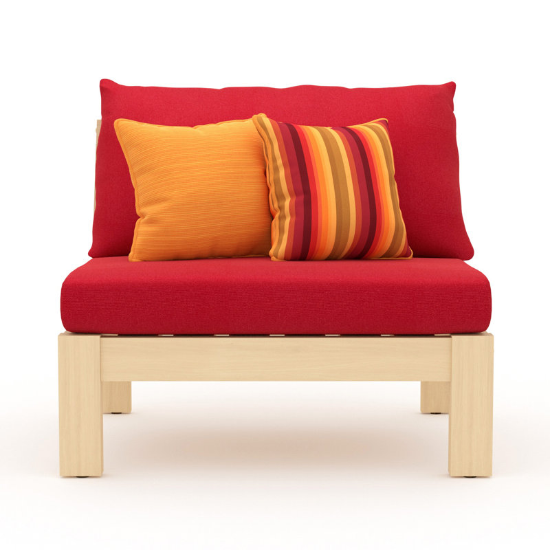 Chaise de patio avec coussins Sunbrella Sehrish, Toile Sunbrella® rouge Jockey