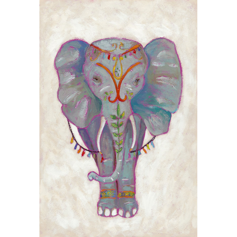 Festival Elephant II by Chariklia Zarris - Painting Print, 122cm H x 81cm W, Black Floater Framed