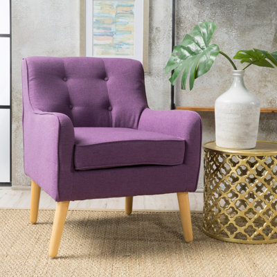 Fauteuil Felix, pieds en bois de bouleau évasé, capitonné