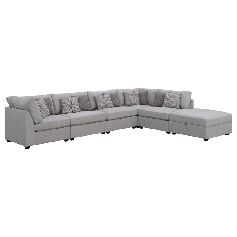 Blydenburgh 6-piece Upholstered Modular Sectional Sofa Grey, 38" H x 156" W x 117" D