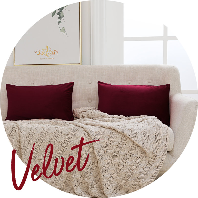 Rectangular Velvet Pillow Cover, Dark Red