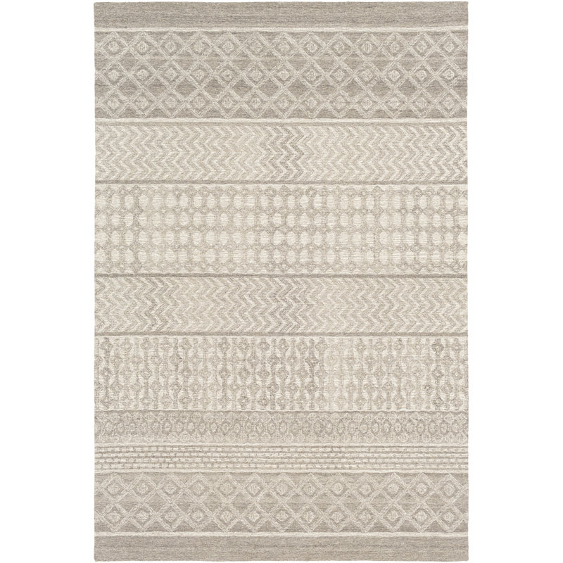 Abdera Geometric Hand-Tufted Wool Area Rug, Rectangle 3' x 5'