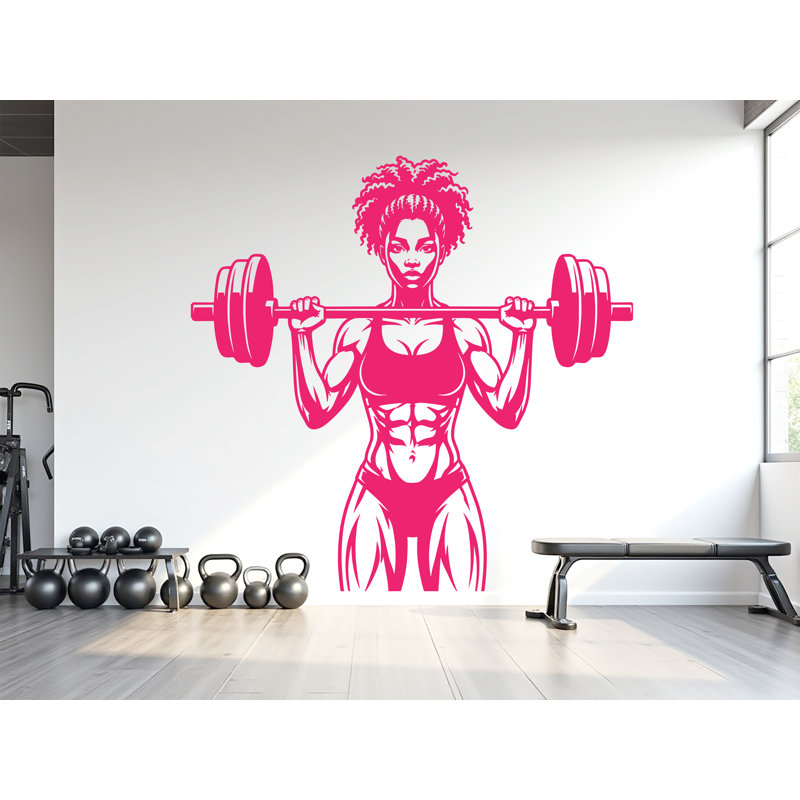 Autocollant d'art Afro Girl Power Gym, 44 po x 44 po, Lilas