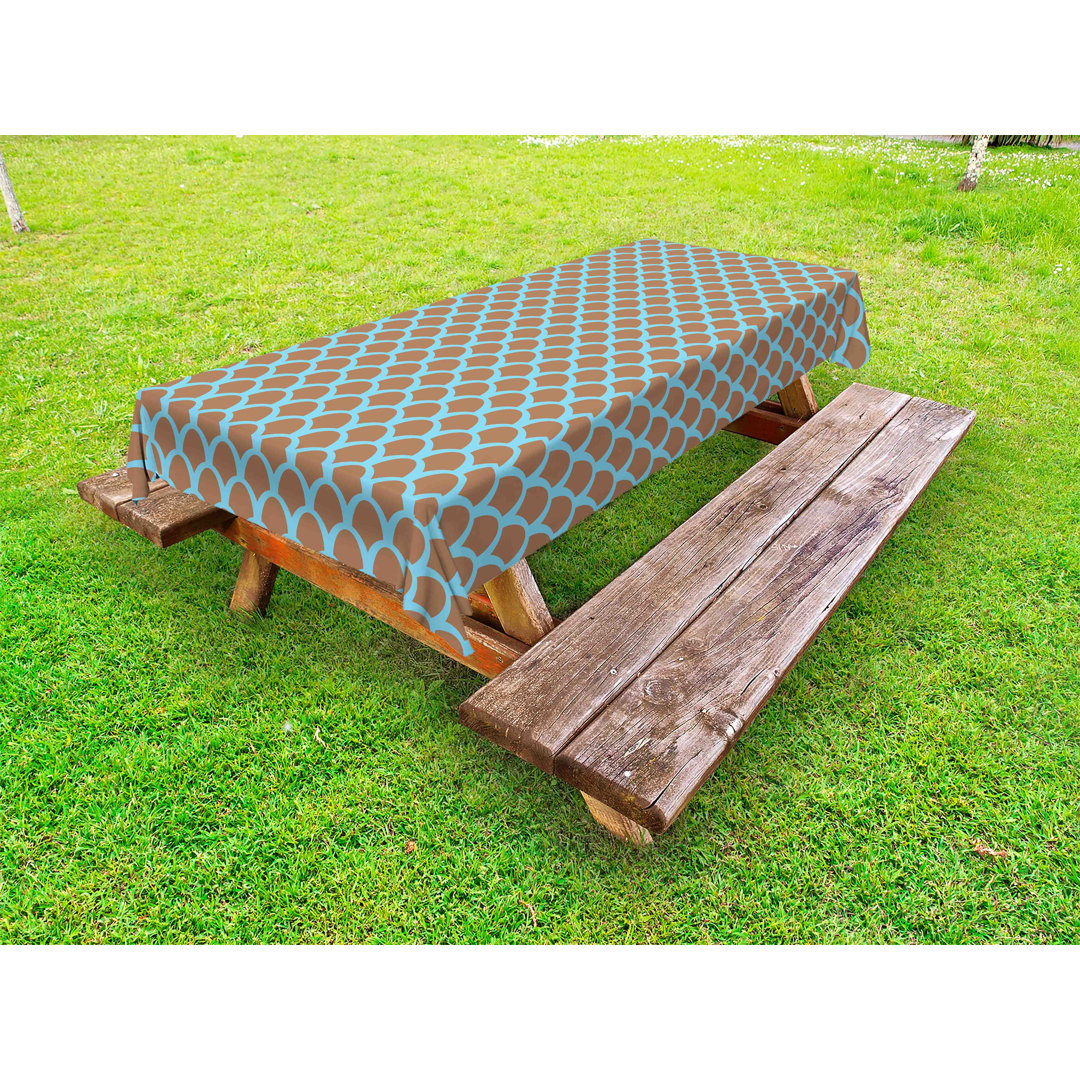 Daretha Outdoor tablecloth, animal scales pattern, tan pale blue