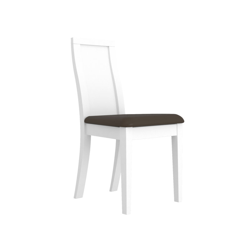 48cm H Polyurethane Upholstered Side Chair, Brown, White