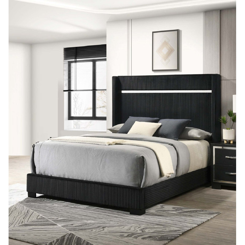 Lit tapissier contemporain 1pc, Grand lit