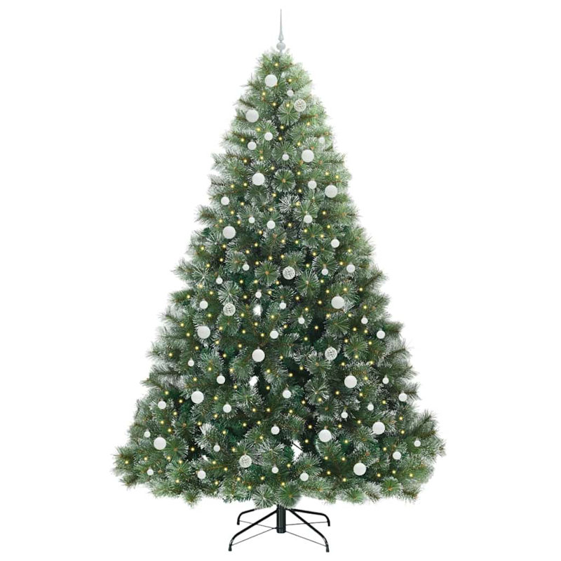  Artificial Christmas Tree with 300 LEDs Green PE and PVC, 7.87' H, White