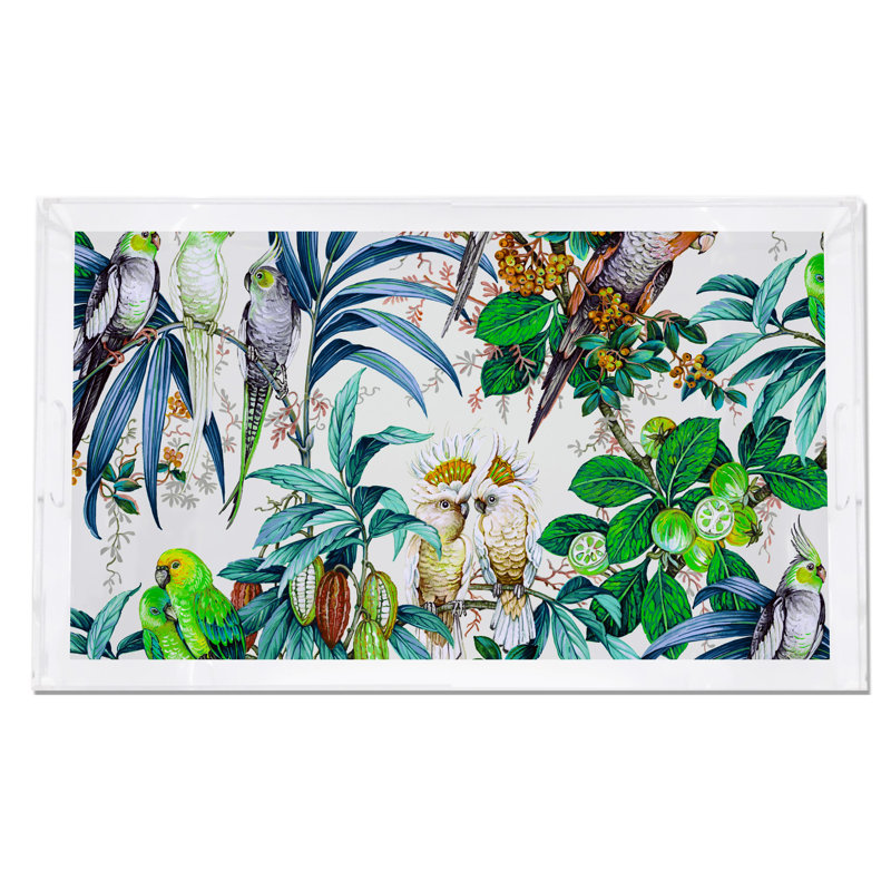 Plateau décoratif tropical en acrylique Tropical Passion, Bleu