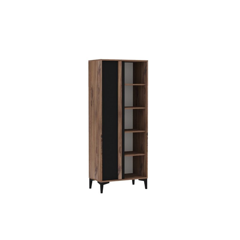 Modern Bookshelf, Atlantic & Anthracite Colors, 27.6 x 68.9 x 11.8 inches | 100% Melamine Coated Particle Board, Thickness: 0.7 inches | Stylish & Functional Design for Home or Office, Perfect for Organizing Books & Decor