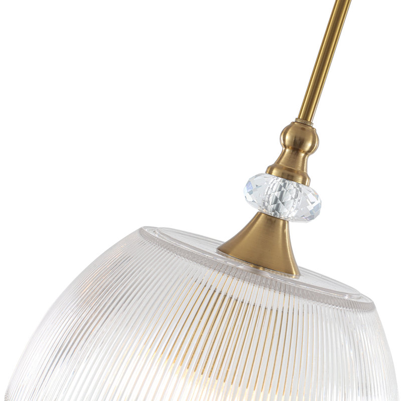 1-Light Ribbed Clear Glass Dome Chendelier