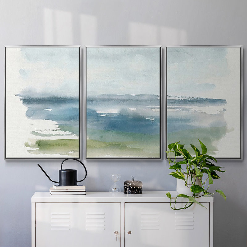 «Coastline Splash IV», reproduction sur toile flottante, H 36 po x l 75 po x P 2 po, Argent