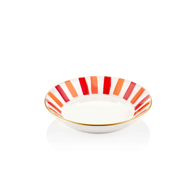 Assiette plate Abiageal, Rouge / blanc