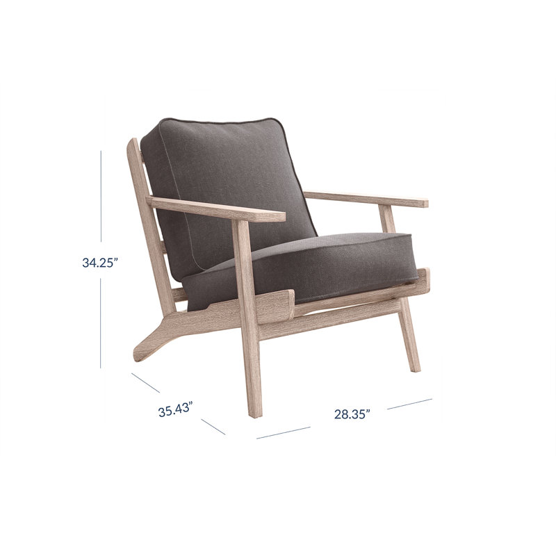 Dez 28.35" W Linen Armchair Upholstered, Natural/Dark Gray