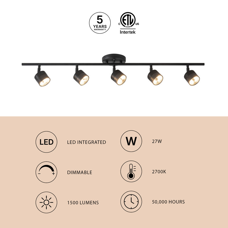 Denson 36-in Black dimmable LED adjustable Spotlight Track Light